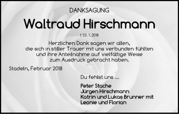 Traueranzeige von Waltraud Hirschmann von Fürther Nachrichten Lokal