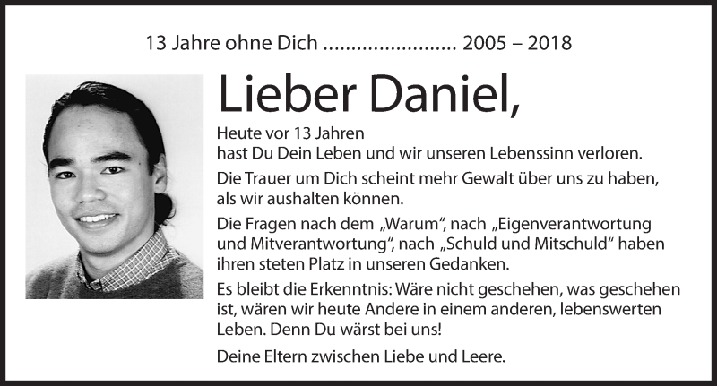  Traueranzeige für Daniel Liem vom 10.03.2018 aus Erlanger Nachrichten Lokal