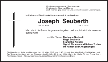Traueranzeige von Joseph Seuberth von Gesamtausgabe Nürnberger Nachrichten/ Nürnberger Ztg.