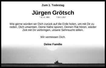 Traueranzeige von Jürgen Grötsch von Fürther Nachrichten Lokal