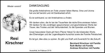 Traueranzeige von Resi Kirschner von Erlanger Nachrichten Lokal