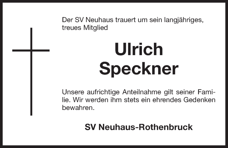  Traueranzeige für Uli Speckner vom 05.03.2018 aus Nordbayerische Nachrichten Pegnitz Lokal