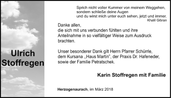 Traueranzeige von Ulrich Stoffregen von Erlanger Nachrichten Lokal