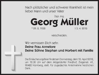 Traueranzeige von Georg Müller von Gesamtausgabe Nürnberger Nachrichten/ Nürnberger Ztg.