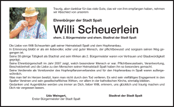 Traueranzeige von Willi Scheuerlein von Altmühl-Bote Lokal