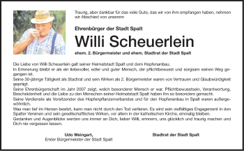 Traueranzeige von Willi Scheuerlein von Roth-Hilpoltsteiner Volkszeitung Lokal