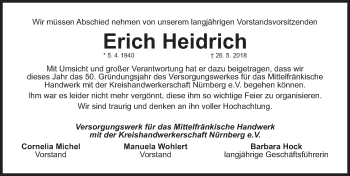 Traueranzeige von Erich Heidrich von Gesamtausgabe Nürnberger Nachrichten/ Nürnberger Ztg.