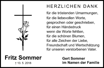 Traueranzeige von Fritz Sommer von Gesamtausgabe Nürnberger Nachrichten/ Nürnberger Ztg.