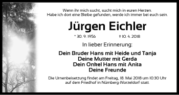 Traueranzeige von Jürgen Eichler von Schwabach