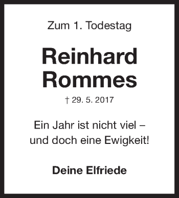 Traueranzeige von Reinhard Rommes von Gesamtausgabe Nürnberger Nachrichten/ Nürnberger Ztg.