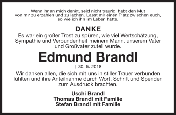 Traueranzeige von Edmund Brandl von Gesamtausgabe Nürnberger Nachrichten/ Nürnberger Ztg.