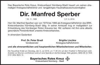 Traueranzeige von Manfred Sperber von Gesamtausgabe Nürnberger Nachrichten/ Nürnberger Ztg.