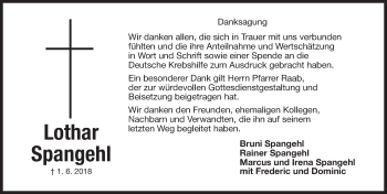 Traueranzeige von Spangehl Lothar von Gesamtausgabe Nürnberger Nachrichten/ Nürnberger Ztg.