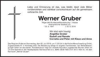 Traueranzeige von Werner Gruber von Gesamtausgabe Nürnberger Nachrichten/ Nürnberger Ztg.