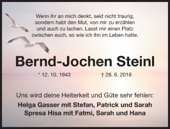 Traueranzeige von Bernd-Jochen Steinl  von Gesamtausgabe Nürnberger Nachrichten/ Nürnberger Ztg.