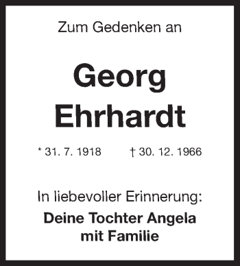 Traueranzeige von Georg Ehrhardt von Erlanger Nachrichten Lokal