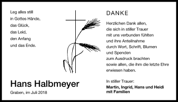 Traueranzeige von Hans Halbmeyer von Altmühl-Bote Lokal