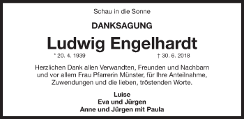 Traueranzeige von Ludwig Engelhardt von Gesamtausgabe Nürnberger Nachrichten/ Nürnberger Ztg.