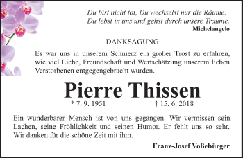 Traueranzeige von Pierre Thissen von Gesamtausgabe Nürnberger Nachrichten/ Nürnberger Ztg.