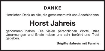 Traueranzeige von Horst Jahreis von Gesamtausgabe Nürnberger Nachrichten/ Nürnberger Ztg.