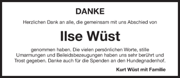 Traueranzeige von Ilse Wüst von Gesamtausgabe Nürnberger Nachrichten/ Nürnberger Ztg.