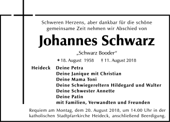 Traueranzeige von Johannes Schwarz von Roth-Hilpoltsteiner Volkszeitung Lokal