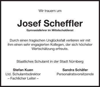 Traueranzeige von Josef Scheffler von Gesamtausgabe Nürnberger Nachrichten/ Nürnberger Ztg.