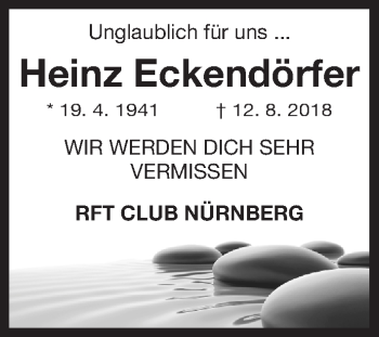 Traueranzeige von Karlheinz Eckendörfer von Gesamtausgabe Nürnberger Nachrichten/ Nürnberger Ztg.