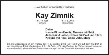 Traueranzeige von Kay Zimnik von Gesamtausgabe Nürnberger Nachrichten/ Nürnberger Ztg./ Roth-Hilpoltsteiner Volkszeitung