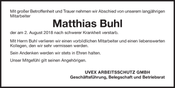 Traueranzeige von Matthias Buhl von Fürther Nachrichten Lokal