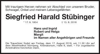 Traueranzeige von Siegfried Harald Stilbinger von Erlanger Nachrichten Lokal