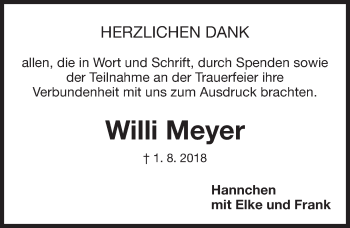 Traueranzeige von Willi Meyer von Gesamtausgabe Nürnberger Nachrichten/ Nürnberger Ztg.