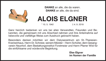 Traueranzeige von Alois Elgner von Gesamtausgabe Nürnberger Nachrichten/ Nürnberger Ztg.