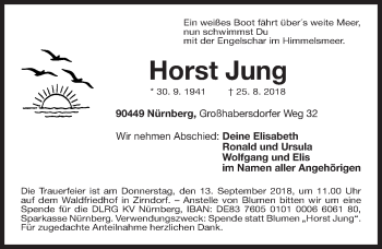 Traueranzeige von Horst Jung von Gesamtausgabe Nürnberger Nachrichten/ Nürnberger Ztg.