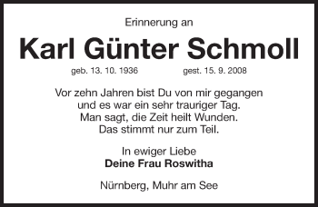 Traueranzeige von Karl Günter Schmoll von Altmühl-Bote Lokal