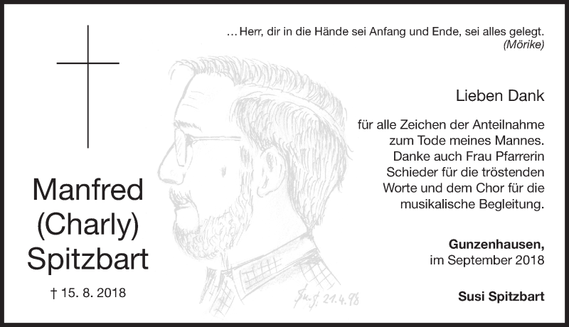  Traueranzeige für Manfred Spitzbart vom 08.09.2018 aus Altmühl-Bote Lokal