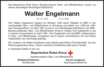 Traueranzeige von Walter Engelmann von Gesamtausgabe Nürnberger Nachrichten/ Nürnberger Ztg.