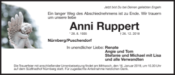 Traueranzeige von Anni Ruppert von Gesamtausgabe Nürnberger Nachrichten/ Nürnberger Ztg./ Fürther Nachrichten