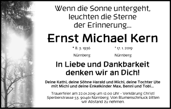 Traueranzeige von Ernst Michael Kern von Gesamtausgabe Nürnberger Nachrichten/ Nürnberger Ztg.
