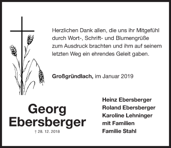 Traueranzeige von Georg Ebersberger von Gesamtausgabe Nürnberger Nachrichten/ Nürnberger Ztg.