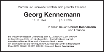 Traueranzeige von Georg Kennemann von Gesamtausgabe Nürnberger Nachrichten/ Nürnberger Ztg.