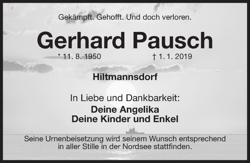  Traueranzeige für Gerhard Pausch vom 05.01.2019 aus Fürther Nachrichten Lokal