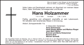 Traueranzeige von Hans Holzammer von Gesamtausgabe Nürnberger Nachrichten/ Nürnberger Ztg.