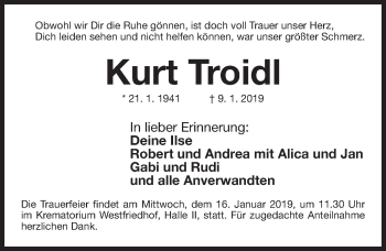 Traueranzeige von Kurt Troidl von Gesamtausgabe Nürnberger Nachrichten/ Nürnberger Ztg.