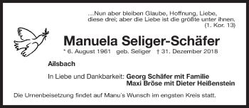 Traueranzeige von Manuela Seliger-Schäfer von Erlanger Nachrichten Lokal