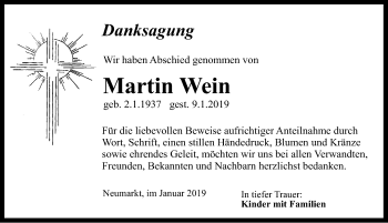 Traueranzeige von Martin Wein von Neumarkter Nachrichten Lokal