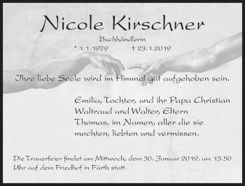 Traueranzeige von Nicole Kirschner von Fürther Nachrichten Lokal