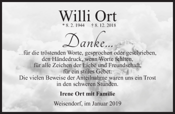 Traueranzeige von Willi Ort von Erlanger Nachrichten Lokal