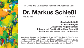 Traueranzeige von Markus Schießl von Erlanger Nachrichten Lokal