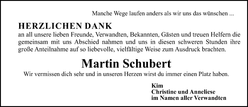  Traueranzeige für Martin Schubert vom 12.10.2019 aus Erlanger Nachrichten Lokal